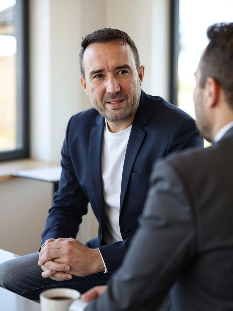 Christian Gottschling, Immobilienmakler aus Essen, im Beratungsgespräch zu den Bockmühlgärten